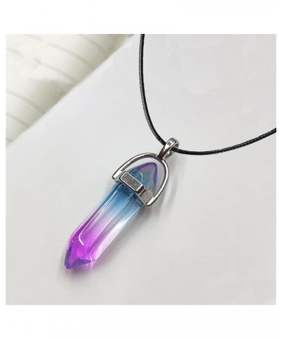 Hexagonal Column Quartz Necklaces,Turquoises Pink Crystal Pendent Necklace For Women Chain,Natural Stone Choker 5 $8.39 Neckl...