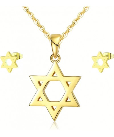 Judaism Jewish Star of David Religious Cross Pendant Necklace Earrings Sets for Women Men Hypoallergenic Jewelry Gold Set $10...