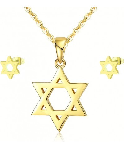 Judaism Jewish Star of David Religious Cross Pendant Necklace Earrings Sets for Women Men Hypoallergenic Jewelry Gold Set $10...