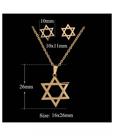 Judaism Jewish Star of David Religious Cross Pendant Necklace Earrings Sets for Women Men Hypoallergenic Jewelry Gold Set $10...