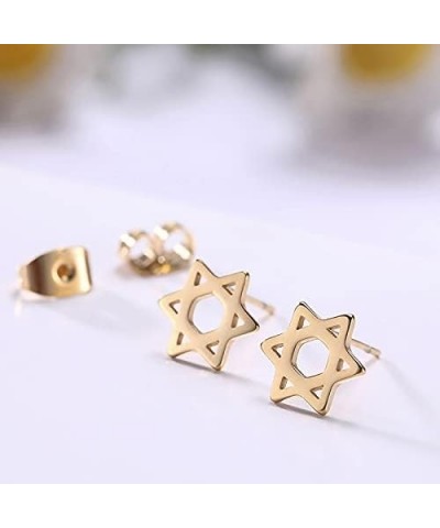 Judaism Jewish Star of David Religious Cross Pendant Necklace Earrings Sets for Women Men Hypoallergenic Jewelry Gold Set $10...