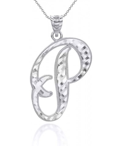 Exquisite .925 Sterling Silver Fine Dangling Cursive Initial A-Z Charm Pendant Necklace - Choice of Initial Letter & Chain Le...