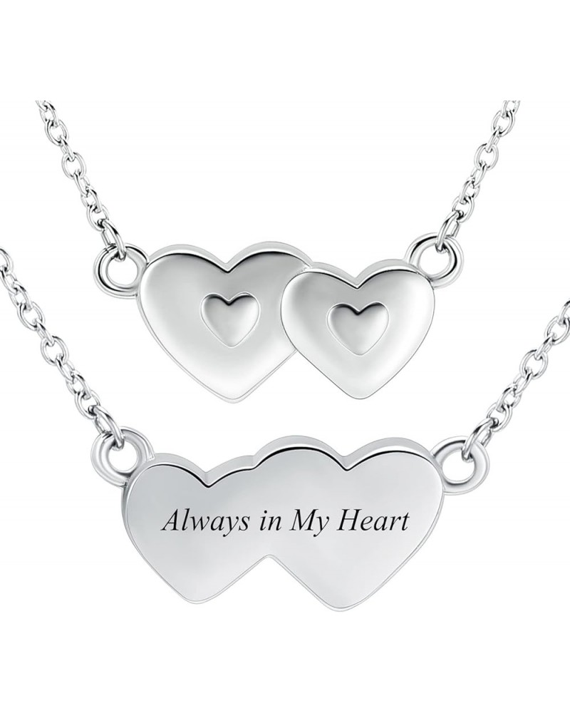 Double Heart Urn Necklace for Ashes Stainless Steel Cremation Pendant Memorial Jewelry Loved Ones Bereavement Keepsake Gift f...