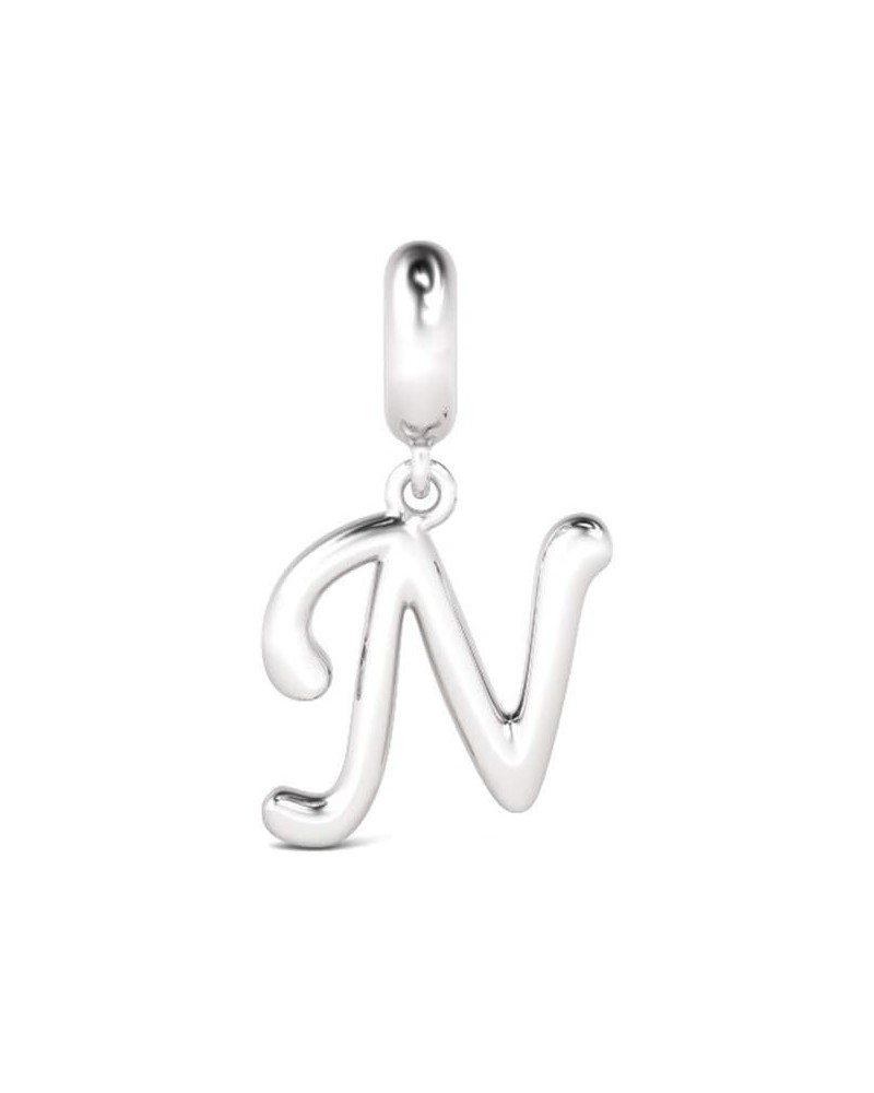 Letter A-Z Pendant Charm 925 Sterling Silver Dangling Charm Fit for Bracelet or Necklace Charm for Women Men Letter N $12.48 ...