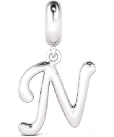 Letter A-Z Pendant Charm 925 Sterling Silver Dangling Charm Fit for Bracelet or Necklace Charm for Women Men Letter N $12.48 ...