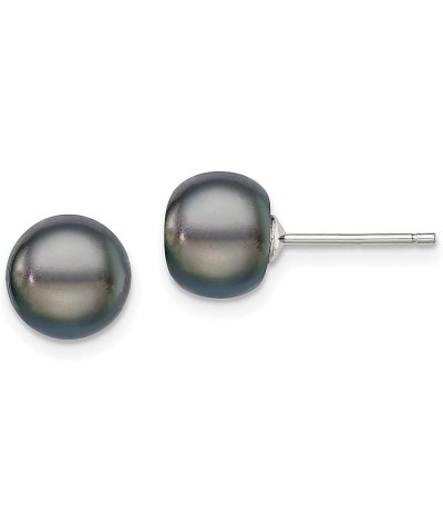 925 Sterling Silver 4 5mm Black Freshwater Cultured Button Pearl Stud Earrings 925 Sterling Silver - 8mm - 0.31 inch $44.52 E...