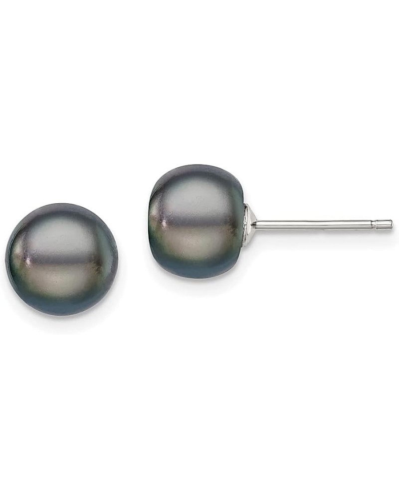 925 Sterling Silver 4 5mm Black Freshwater Cultured Button Pearl Stud Earrings 925 Sterling Silver - 8mm - 0.31 inch $44.52 E...