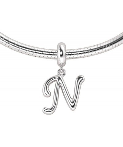 Letter A-Z Pendant Charm 925 Sterling Silver Dangling Charm Fit for Bracelet or Necklace Charm for Women Men Letter N $12.48 ...