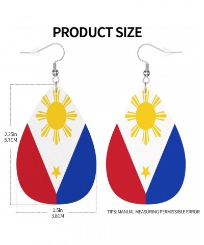 Faux Leather Earrings Philippine-Flag-Proud For Women Teardrop Drop Dangle Earrings Jewelry Gift $7.38 Earrings