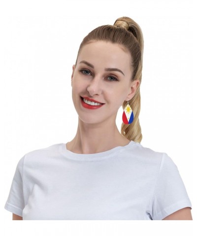 Faux Leather Earrings Philippine-Flag-Proud For Women Teardrop Drop Dangle Earrings Jewelry Gift $7.38 Earrings