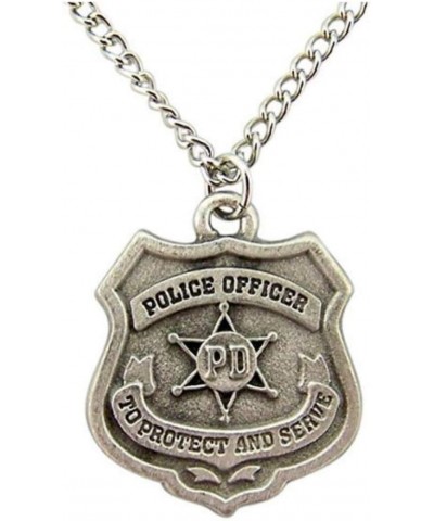 Police Officer Badge Charm Necklace, Silver Tone, 7/8 Inch $10.91 Necklaces