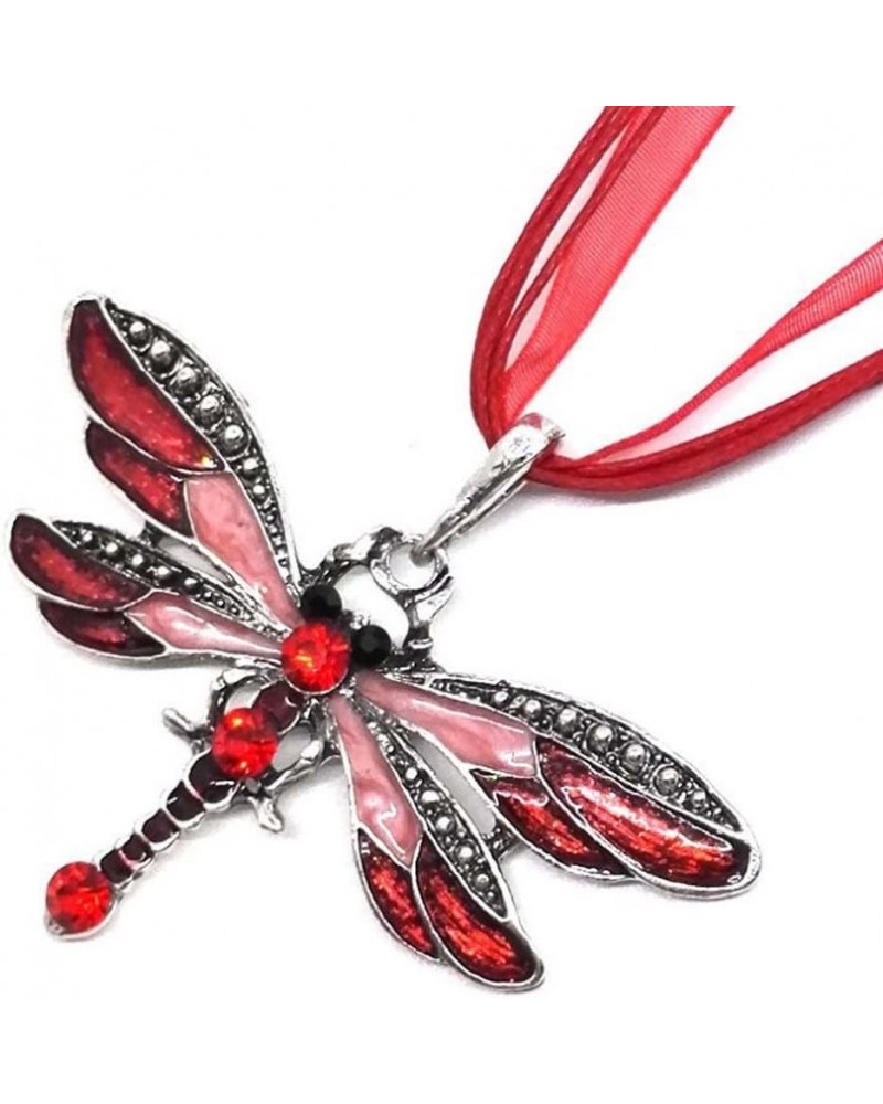 Bohemian Jewelry Ethnic Multi-layer Chain Colorful Enamel Dragonfly Pendant Necklace Red $6.60 Pendants