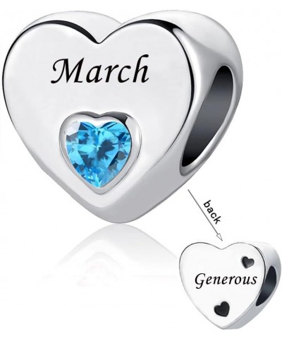 Birthstone Heart Charm January-December 12 Months Happy Birthday Charm Bead Compatible with Pandora Charms Bracelets for Fami...