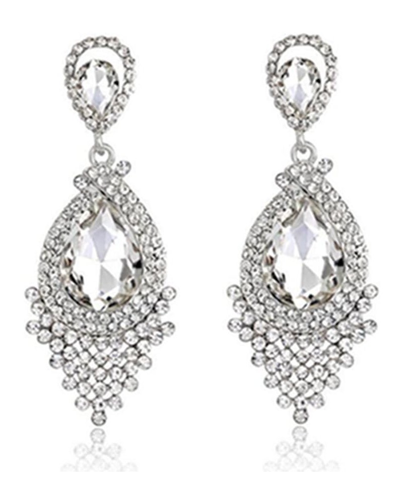 Long Full Rhinestone Teardrop Crystal Dangle Chandelier Drop Earrings Fashion Jewelry Style03 $6.59 Earrings