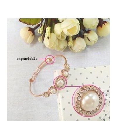 Expandable Adjustable Wire Bangle Bracelets with Rhinestone Pearl Bridesmaid Gift gold $8.05 Bracelets