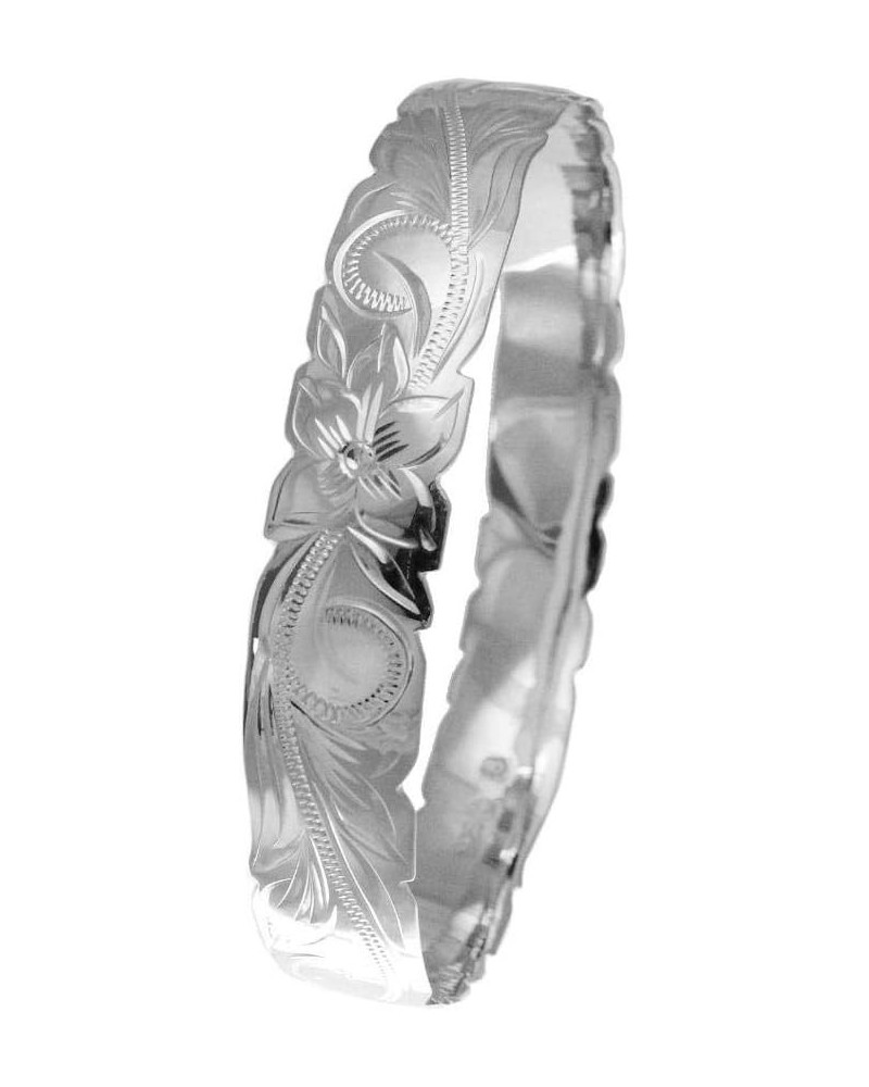 925 Sterling Silver Hawaiian Scroll Plumeria Flower 12mm Cut Out Edge Bangle Size 7-9 8.5 inches $45.10 Bracelets