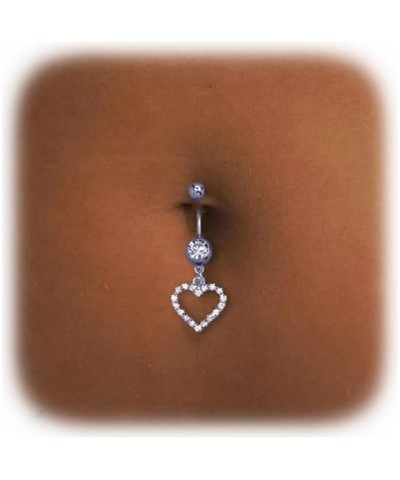 Rhinestone Dollar Sign Belly Button Ring Summer Navel Piercing Dangle Belly Button Rings Bars Bikini Waist Body Jewelry for W...