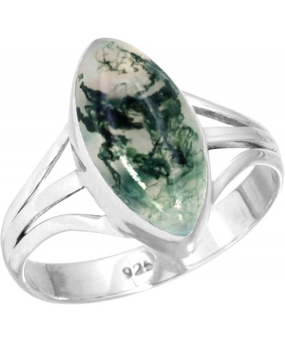 925 Sterling Silver Statement Ring for Women 8x16 Marquoise Gemstone Handmade Jewelry for Gift (99108_R) Moss Agate $20.94 Rings