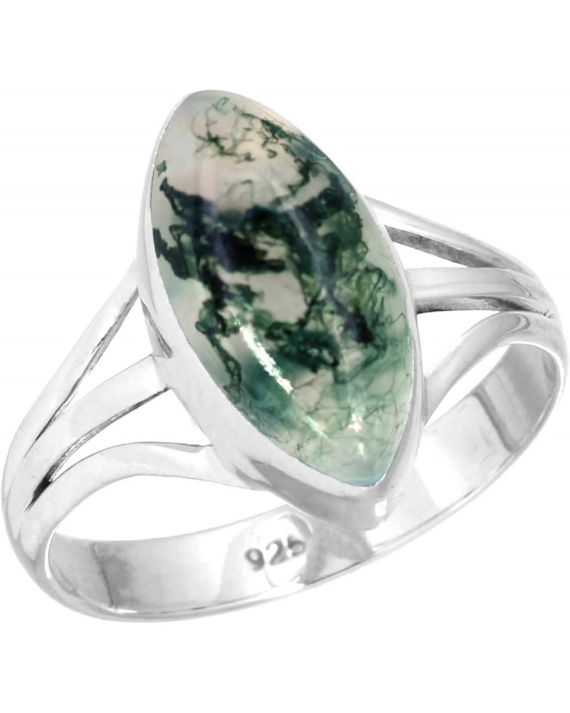 925 Sterling Silver Statement Ring for Women 8x16 Marquoise Gemstone Handmade Jewelry for Gift (99108_R) Moss Agate $20.94 Rings