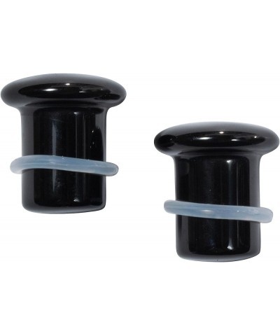 Natural Black Obsidian Stone Single Flare Plugs with Clear O-Rings, Sold as a Pair 6mm (2GA) $9.00 Body Jewelry