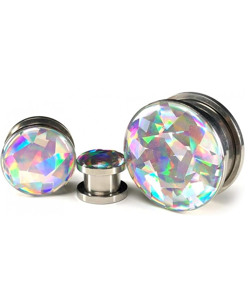 Pair of Screw on Holographic Prism Plugs - Sold as a Pair 0g (8mm) $9.43 Body Jewelry