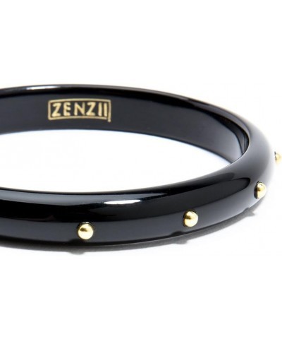 Acetate Gold Studded Acrylic Resin Bangle Stacking Bracelet for Women Black $17.34 Bracelets