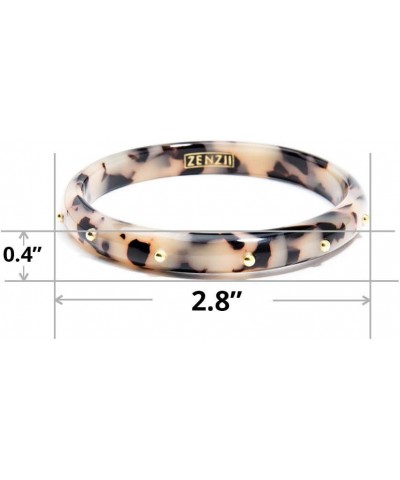 Acetate Gold Studded Acrylic Resin Bangle Stacking Bracelet for Women Black $17.34 Bracelets