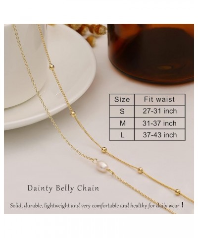 2PCS 25-43Inch 18K Gold Plated Waist Chain Minimalist Pearl Belly Body Chain Gold Layered Sexy Bikini Body Chains Waist Jewel...