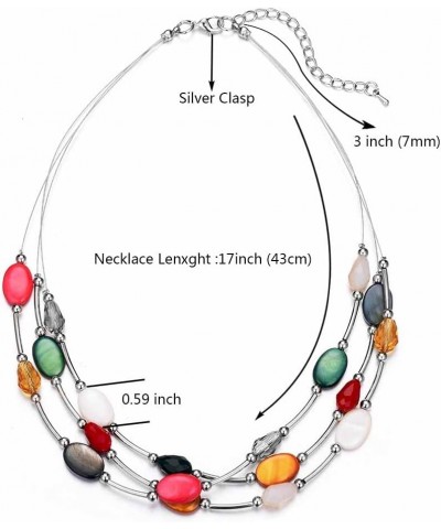 Crystal Layered Statement Necklace For Women - Choker Necklace with Chunky Silver Chain, Birthday Gifts For Women 13-Colorful...