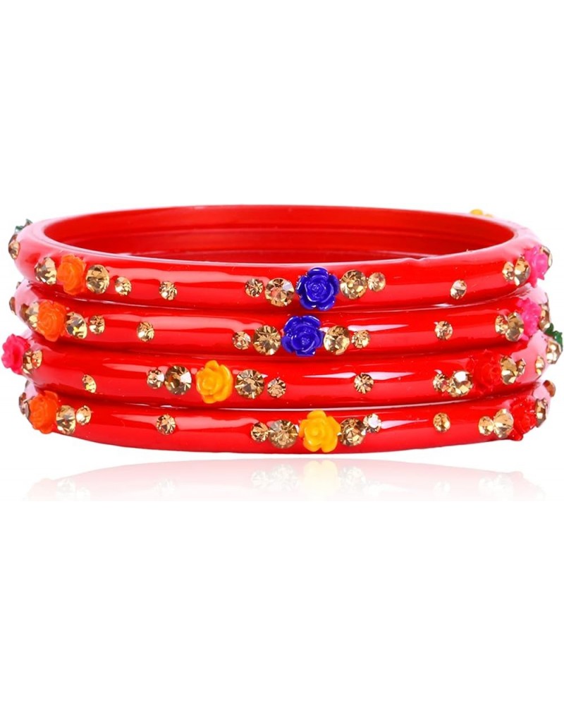 Indian Bangles Jewelry For Women Glass Bangles Flower Design Costume Matching Partywear Bangles Set 4pc Beautiful Bollywood B...