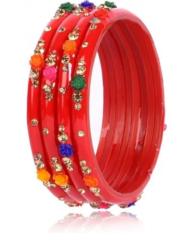 Indian Bangles Jewelry For Women Glass Bangles Flower Design Costume Matching Partywear Bangles Set 4pc Beautiful Bollywood B...