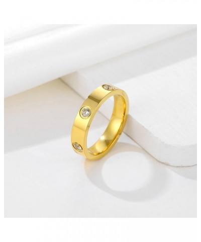 Ladies Stainless Steel Ring Love Friendship Ring Golden High Polish Stainless Steel Ring Wedding Jewelry Birthday Gift, 5-10 ...