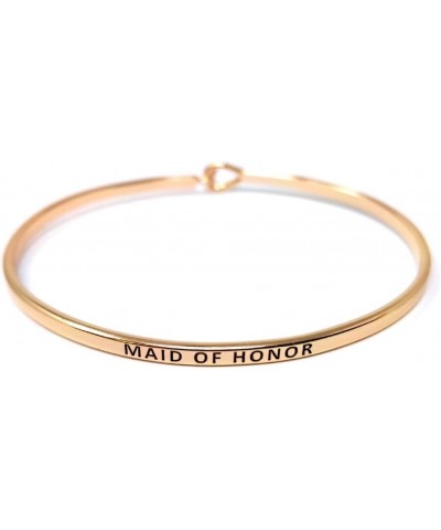 Wedding Inspirational Message Engraved Thin Bangle Hook Bracelet MAID OF HONOR-ROSEGOLD Brass $8.79 Bracelets