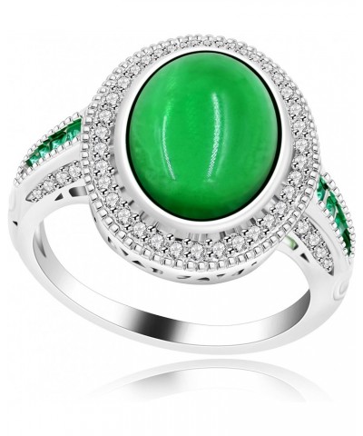 New Luxury Oval Cut Simulated Emerald Rings Solitaire Birthstone Jewelry Platinum Plated Women's Ring Y921 $7.27 Rings