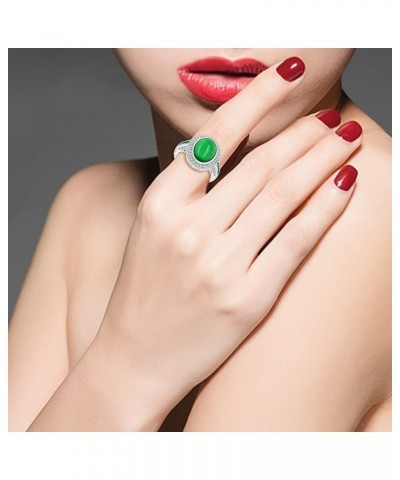 New Luxury Oval Cut Simulated Emerald Rings Solitaire Birthstone Jewelry Platinum Plated Women's Ring Y921 $7.27 Rings