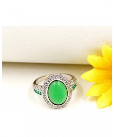 New Luxury Oval Cut Simulated Emerald Rings Solitaire Birthstone Jewelry Platinum Plated Women's Ring Y921 $7.27 Rings