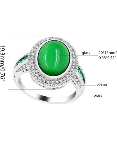 New Luxury Oval Cut Simulated Emerald Rings Solitaire Birthstone Jewelry Platinum Plated Women's Ring Y921 $7.27 Rings