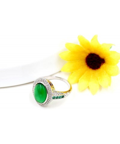 New Luxury Oval Cut Simulated Emerald Rings Solitaire Birthstone Jewelry Platinum Plated Women's Ring Y921 $7.27 Rings