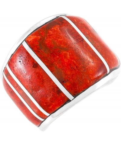 Wide Turquoise Ring in Sterling Silver 925 Genuine Gemstones Coral $34.56 Rings