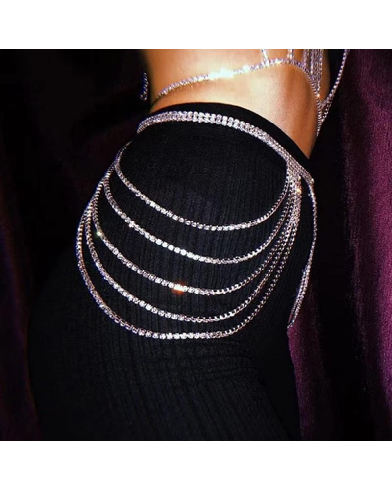 Sparkly Rhinestones Beads 5 Layer Waist Chain Silver Belly Belt for Women Girls Party Bling Jewelry Silver $9.01 Body Jewelry