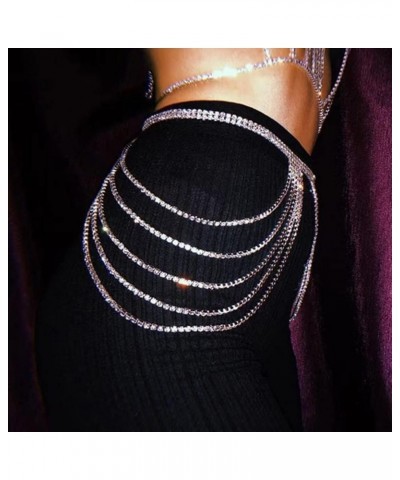 Sparkly Rhinestones Beads 5 Layer Waist Chain Silver Belly Belt for Women Girls Party Bling Jewelry Silver $9.01 Body Jewelry