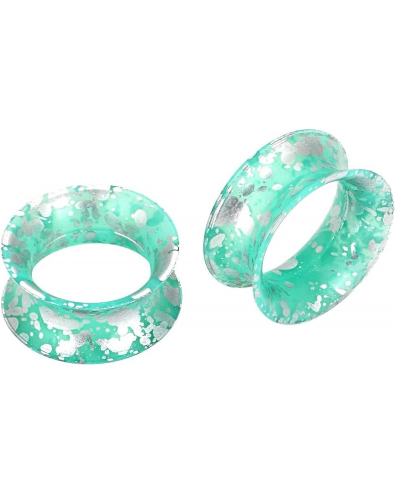 2pcs Soft Silicone Tunnels with Colorful Spots Piercing Jewelry Earrings Gauges 2g-1 inch turquoise with silver spots $3.77 B...