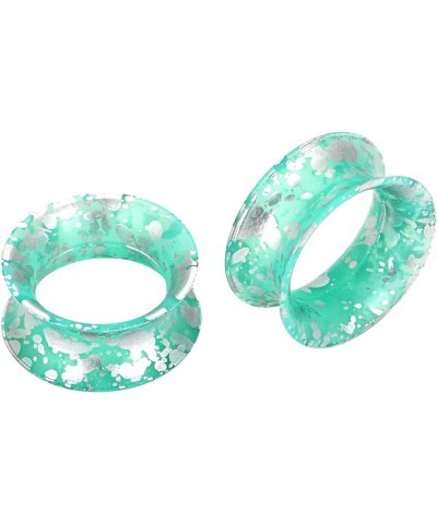 2pcs Soft Silicone Tunnels with Colorful Spots Piercing Jewelry Earrings Gauges 2g-1 inch turquoise with silver spots $3.77 B...