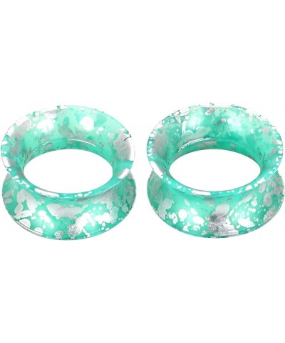 2pcs Soft Silicone Tunnels with Colorful Spots Piercing Jewelry Earrings Gauges 2g-1 inch turquoise with silver spots $3.77 B...