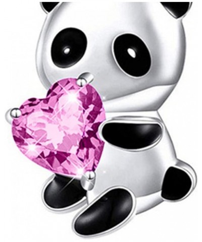 Necklace Panda Embrace Heart All Match Jewelry Funny Animal Pendant Necklace for Daily Wear Pink $3.43 Others