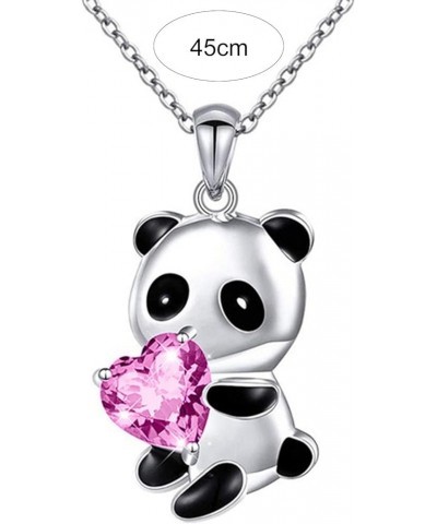 Necklace Panda Embrace Heart All Match Jewelry Funny Animal Pendant Necklace for Daily Wear Pink $3.43 Others