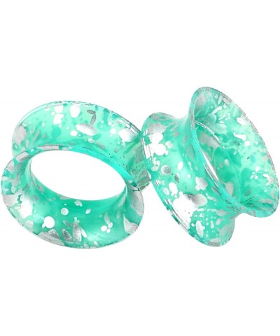 2pcs Soft Silicone Tunnels with Colorful Spots Piercing Jewelry Earrings Gauges 2g-1 inch turquoise with silver spots $3.77 B...