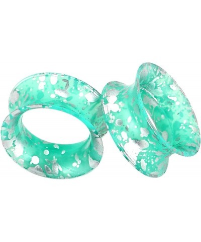 2pcs Soft Silicone Tunnels with Colorful Spots Piercing Jewelry Earrings Gauges 2g-1 inch turquoise with silver spots $3.77 B...