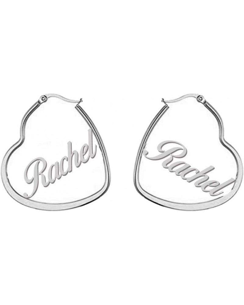 Geometric Big Heart Shape Hoop Custom Name Earrings Personalized Name Gift Earrings for Her Made with Any Name Rachel $13.78 ...