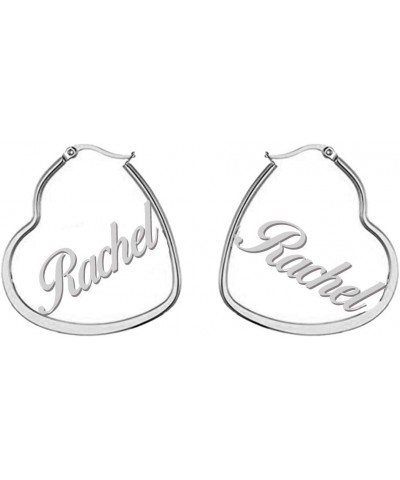 Geometric Big Heart Shape Hoop Custom Name Earrings Personalized Name Gift Earrings for Her Made with Any Name Rachel $13.78 ...